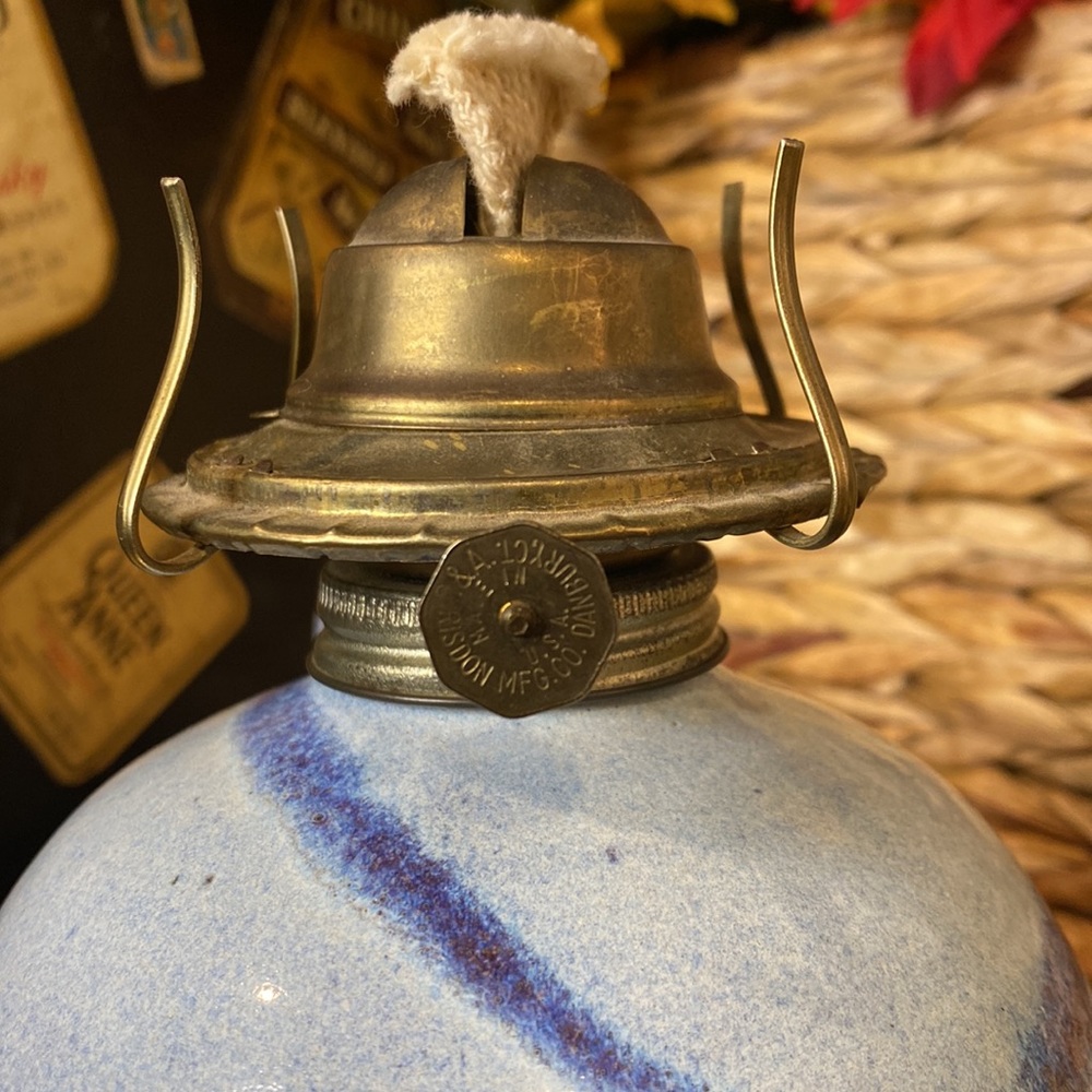 Vintage Ceramic Wick Oil Lamp Lantern - Picture 2 of 8